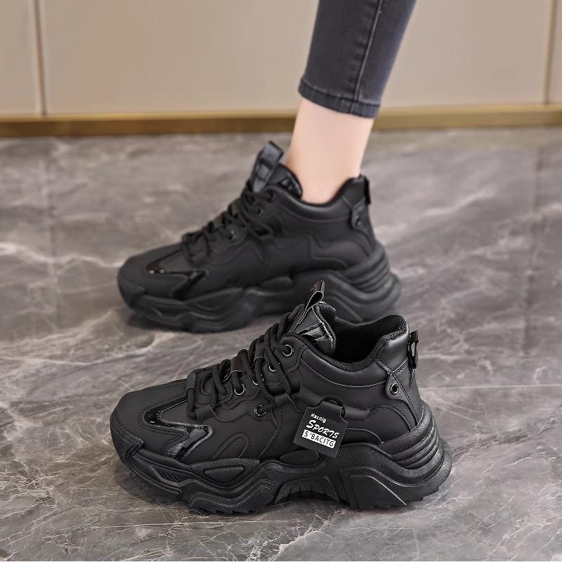 Soft-soled dad shoes autumn new velvet warm sneakers high-top thick-soled