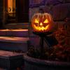 Warm Amber Light Solar Halloween Pumpkin Garden Stake Light, Waterproof Resin LED Decorative Lawn Lamps Lantern, Spooky Yard Lighting for Outdoor