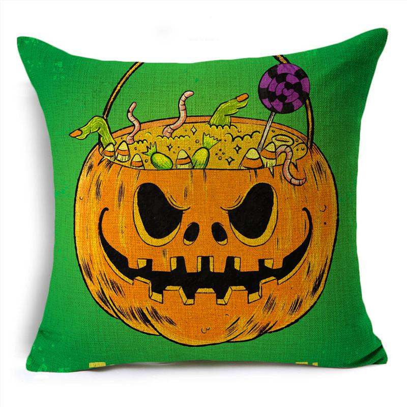 Fashion Happy Halloween Cartoon Patterns Pumpkin Ghost Linen Throw Pillowcase Decorative Cushion Cover For Sofa Livingroom Party