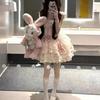 Robe Élégante Kawaii Lolita Douce Japonaise pour Femmes Y2k Design à Nœud Mini Robe de Princesse Dentelle Féminine Tenues Chic pour Anniversaire
