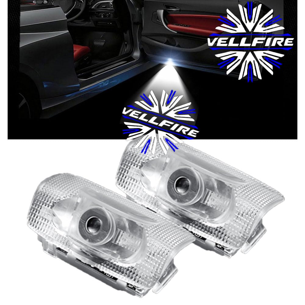 Ltsplay Courtesy Door Lamp for Toyota Vellfire (20/30 Series), Logo Projection, Angle-Adjustable LED, Pair – VELLFIRE D White