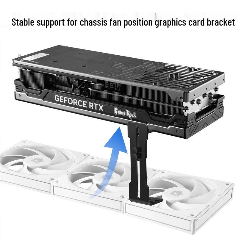 Adjustable GPU Support Riser Bracket with 12CM Fan Slot for Fish Tank Case