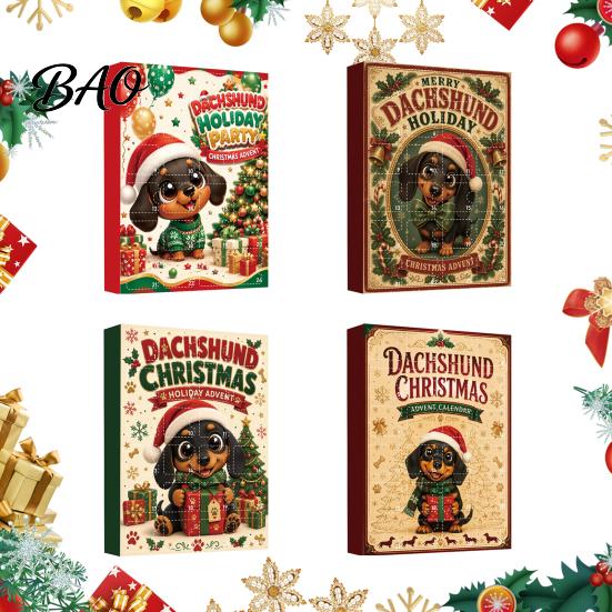 Christmas Tree Pendant Set 2026 Advent Calendar Dachshund Ornament Set, Countdown Hanging Decor with 24 Miniature Dog Collection Mini Figures,