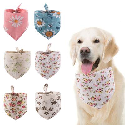 Bib,Dog Scarf,Puppy Bib,Pet Saliva Towel,Flower Pattern Stylish Pet Decorative Pet Printing Saliva Towel Dog Scarf For Small Dogs