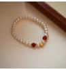 Natural Freshwater Pearl Bracelet with Sand Gold Agate Beads – Exquisite Light Luxury Niche, New Chinese Style for Women.