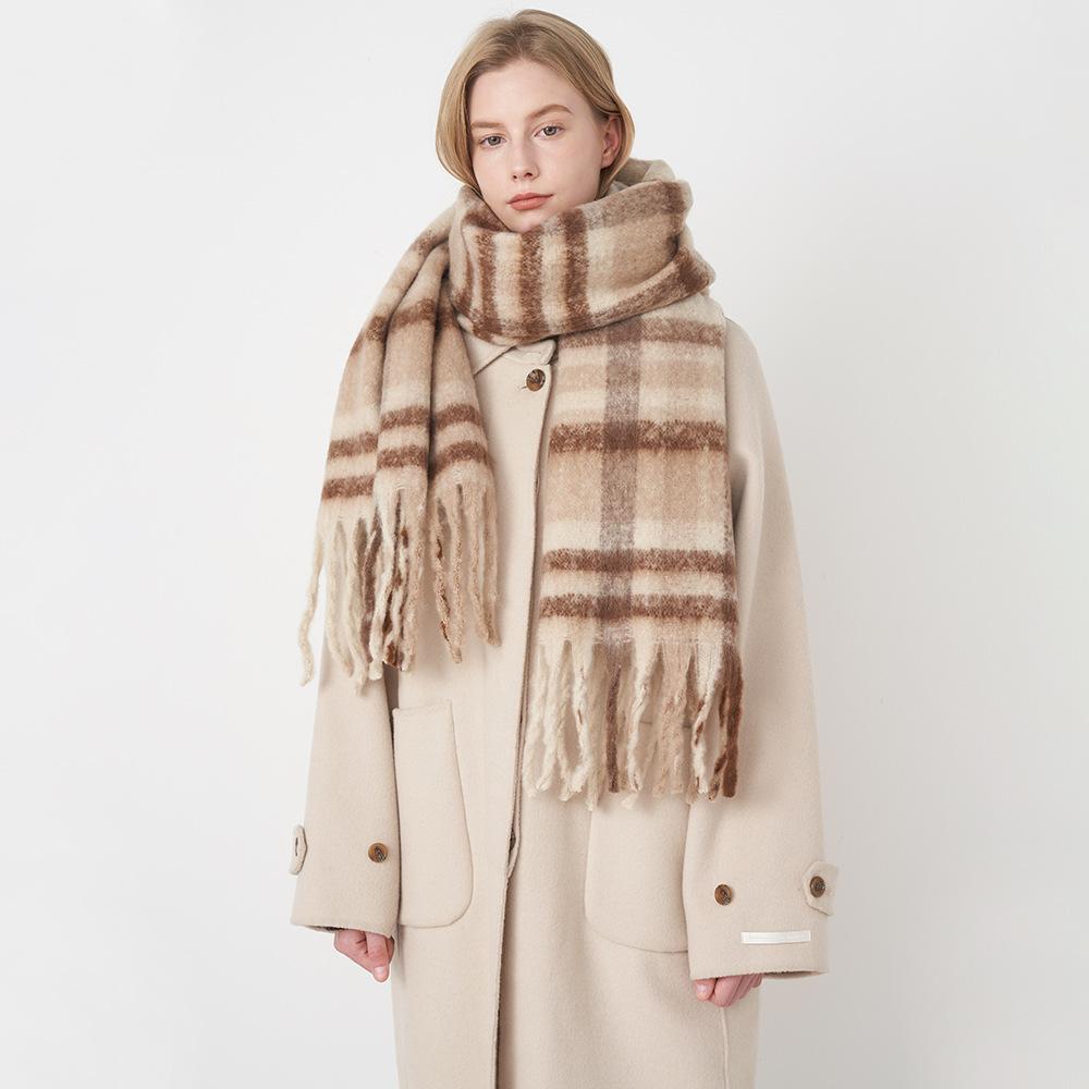 Winter New Women's Soft Imitation Cashmere Plaid Scarf Retro Scarf Women