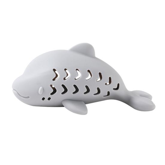 

Fish-Shaped Cat Treat Dispenser Toy Cat Puzzle Slow Feeder Interactive Silicone Chew Toy for Indoor Cats сірий