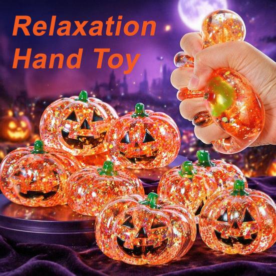 Relaxation Squeeze Ball 1/2/3Pcs Halloween Pumpkin Stress Relief Toy Creepy Head Glitter for Kids Adults Party Favors Fidget Toy