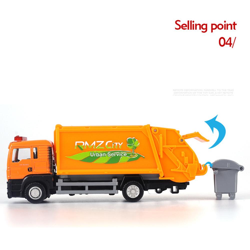 1/64 Man Garbage Truck Trash Bin Model Car Diecast Gift Toy Vehicle Kid