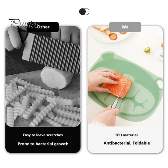Portable Chopping Board Flexible TPU Cutting Board, Cute Bear Shape, Non-slip Foldable For Fruits Easy to Clean Multipurpose Kitchen Tool, for