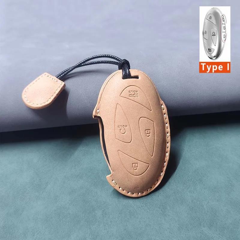 Housse de boîtier de clé intelligente pour voiture pour Hyundai Grandeur GN7 Kona Ev 2023 Ionic 6 5/7 Boutons Porte-clés en cuir Accessoires de Protection Durables