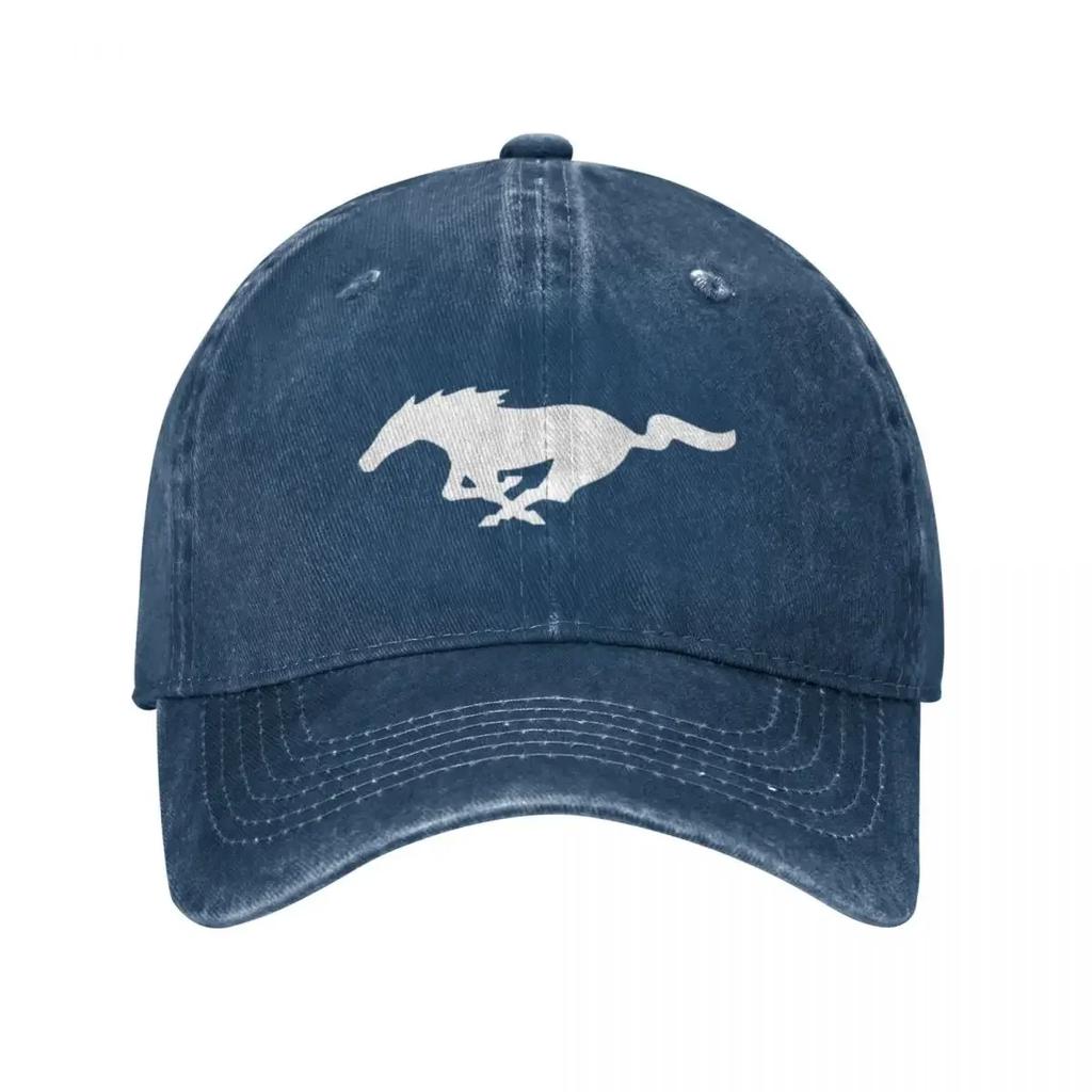 Mustang Horse Unisex Retro Denim Washed Baseball Caps Men Cowboy Sunscreen Hats Camping Womens Trucker Cap