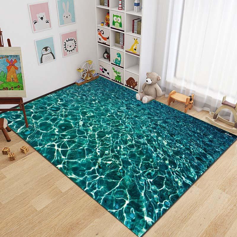 15 Sizes 3D Sea Floor Mat Rug Beach Waves Runner Carpet Kitchen Washable Non-slip Living Room Carpet Marine Bath Mat Absorbent