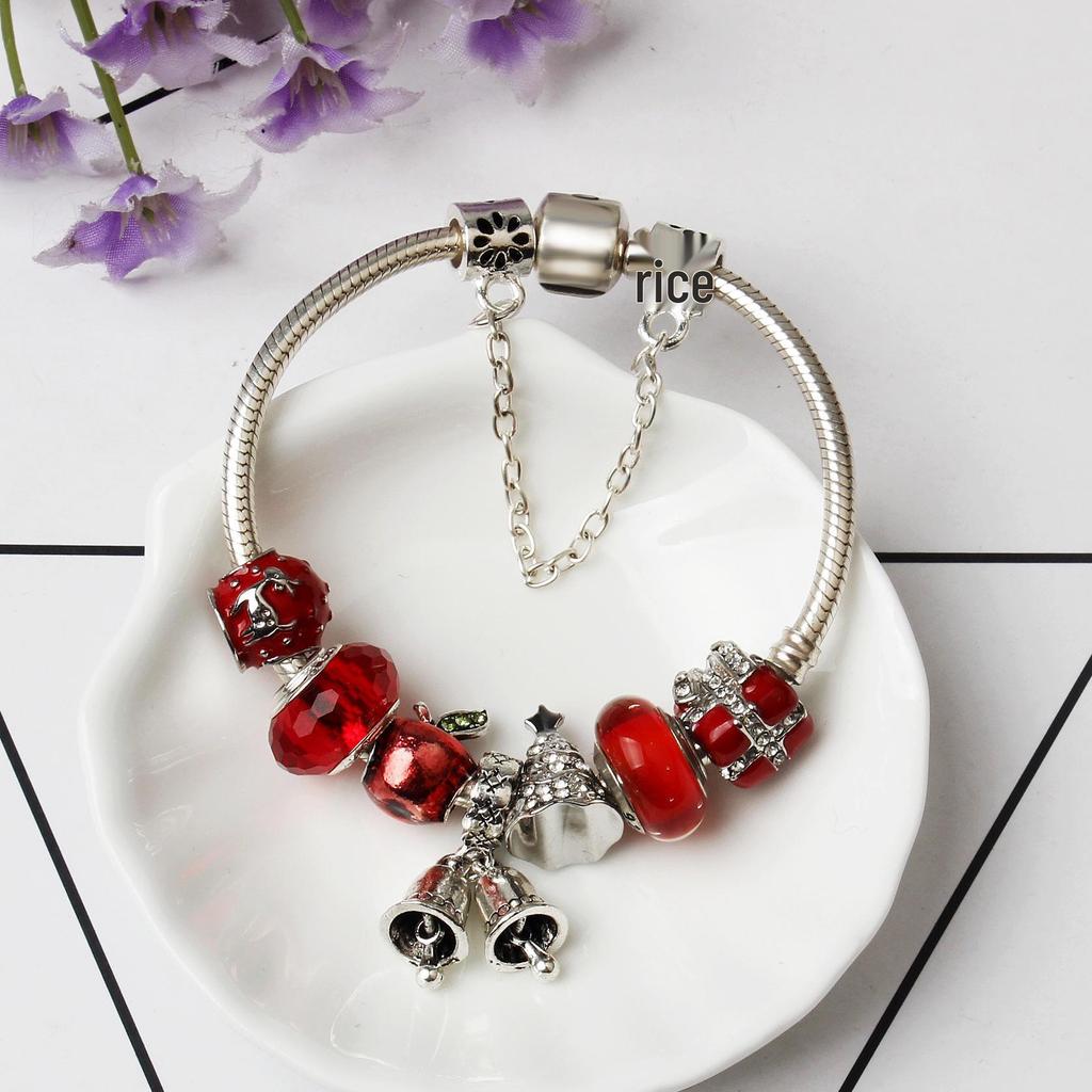 2019 Christmas Bell Bracelet with Red Crystal Beads