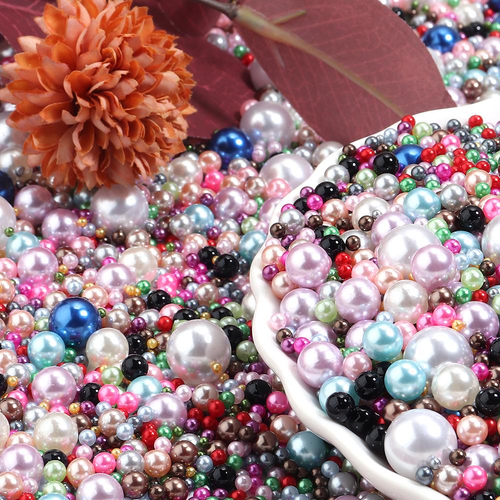 2-12mm No Hole ABS Imitation Pearl Beads Solid Color Round Spacer Loose Beads For DIY Jewelry Making Bracelet Accessory