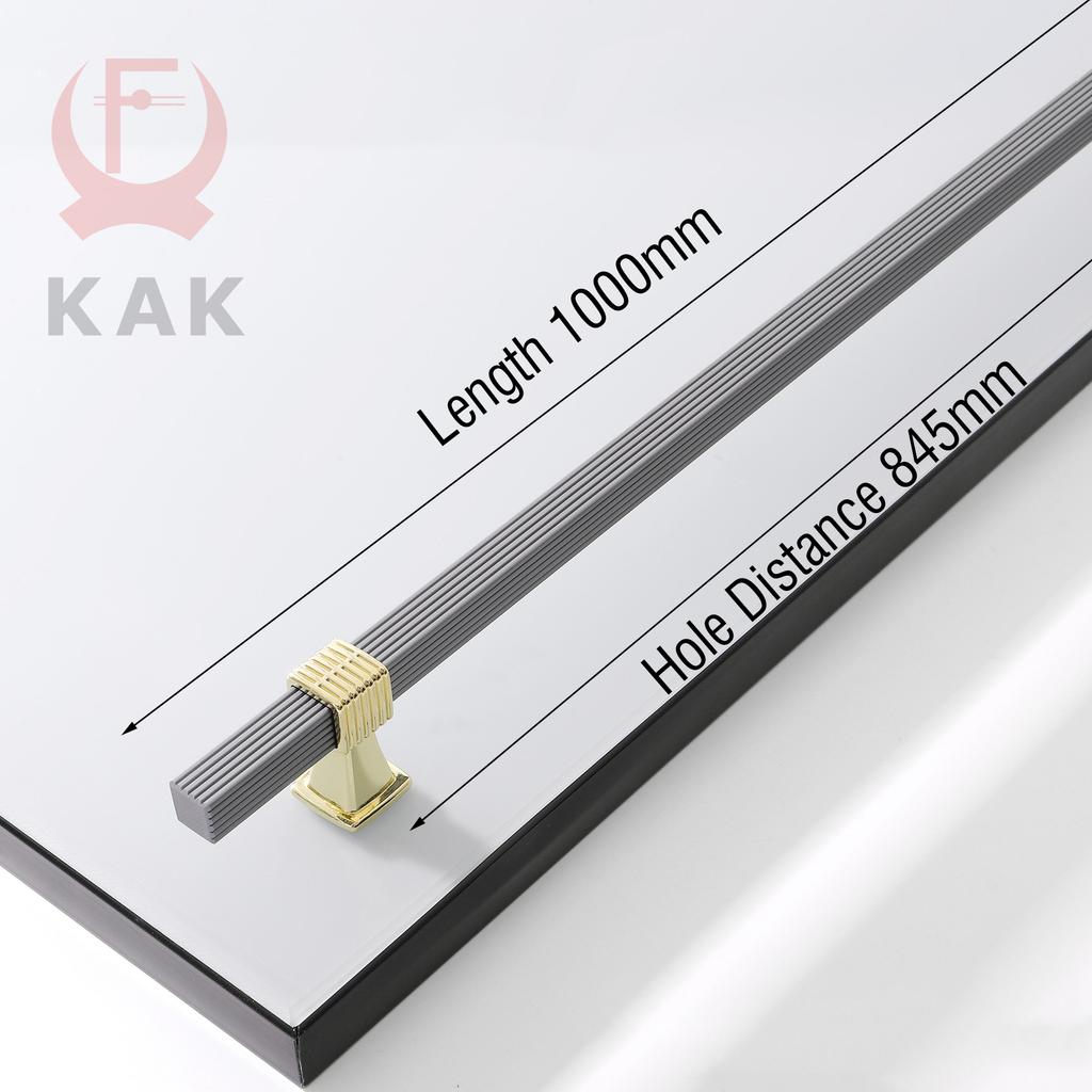KAK Fashion Gold Kitchen Cabinet Knobs and Handles Zinc Alloy Black Long Furniture Handle Cupboard Door Pulls 1000mm Hardware