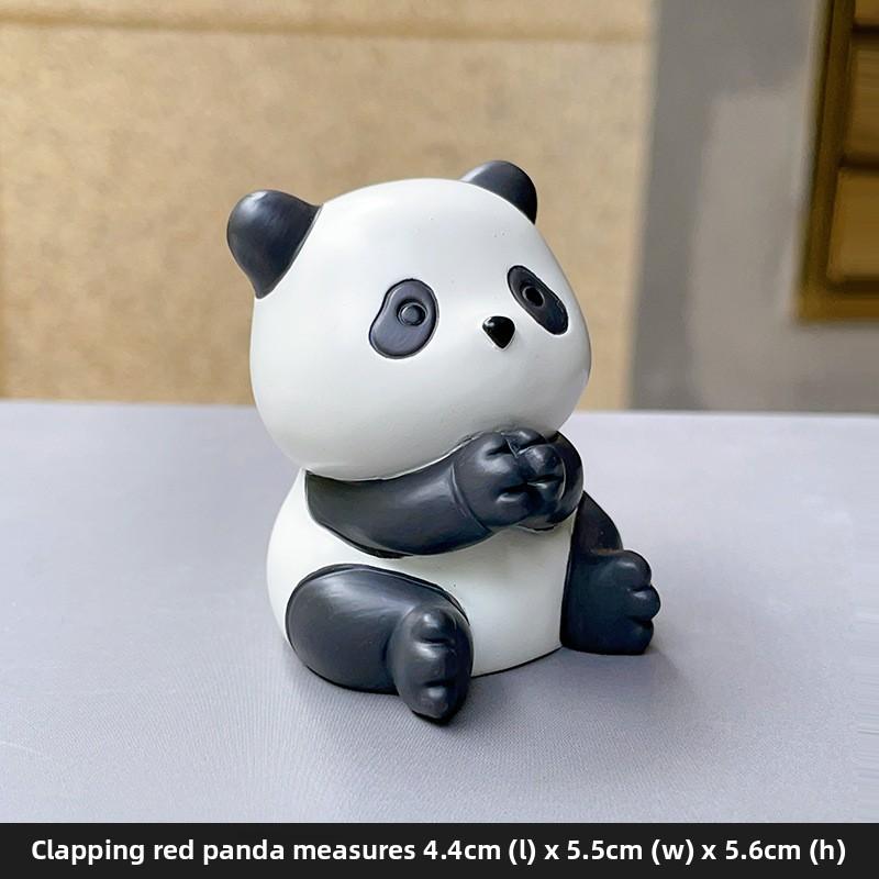 Little Panda Handmade Figurine, Cute Cake for Car Decoration, Tabletop Resin Small Handicraft, Small Animal Toy