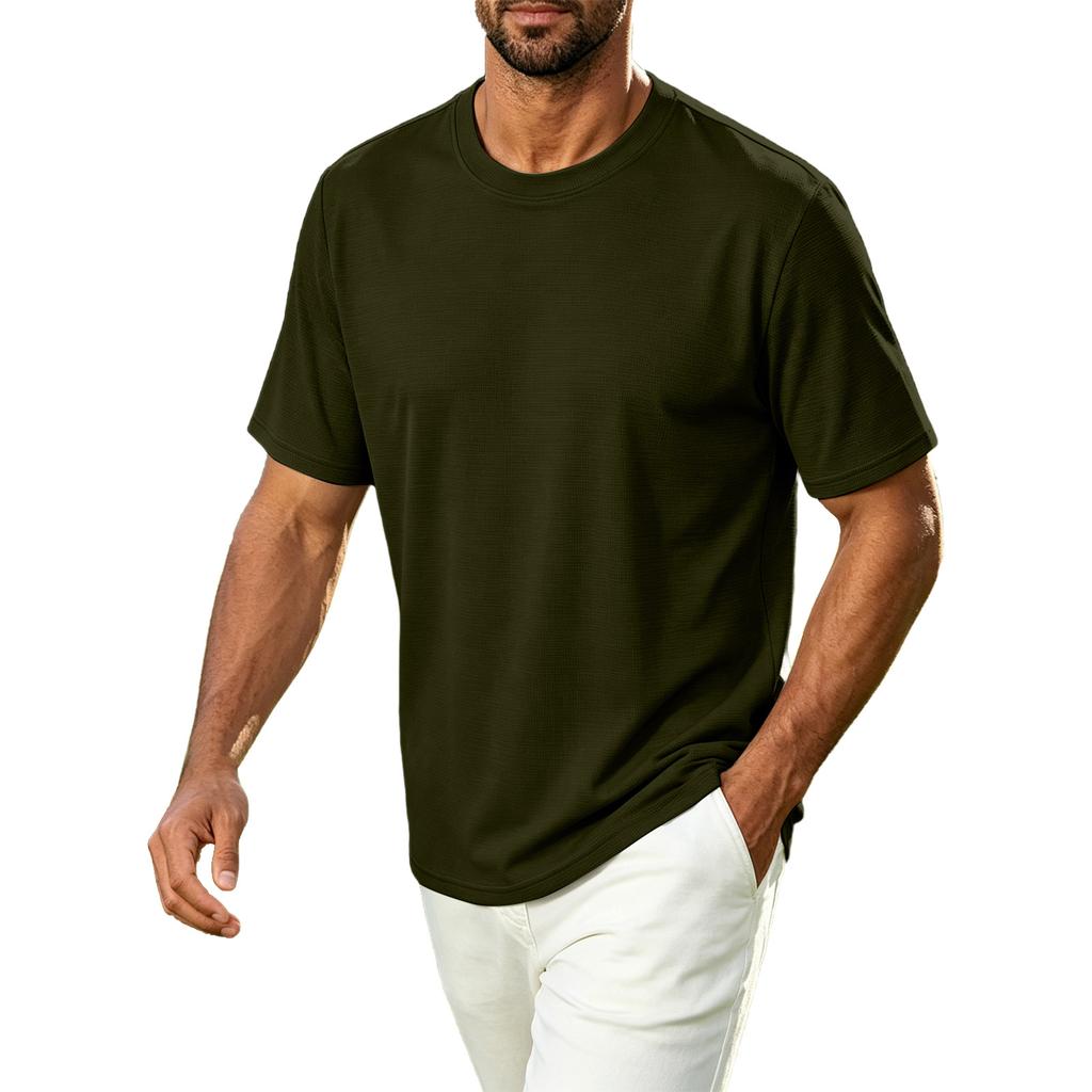 Men's Casual Crew Neck T Shirt Breathable Quick Dry Short Sleeve Athletic Tee Lightweight Comfortable Fabric for Outdoor Sports
