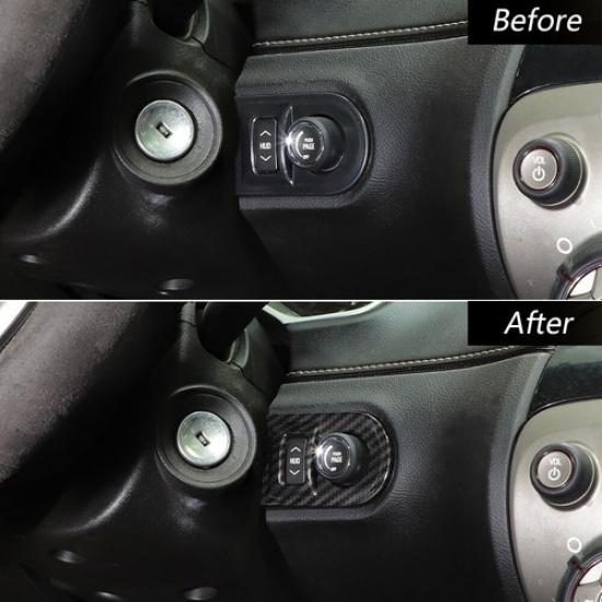 Acabamento da Moldura da Tampa do Botão do Interruptor do Farol de Carbono Compatível com Chevrolet Camaro 2010-2015