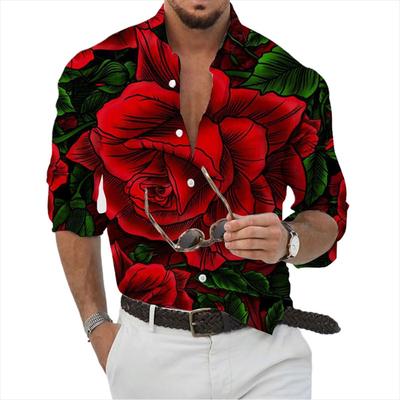 Shirt Men's Casual Outdoor Rose Geometric Figure Elegant Comfortable Soft Designer Design 2023 New Spring Summer Plus Size