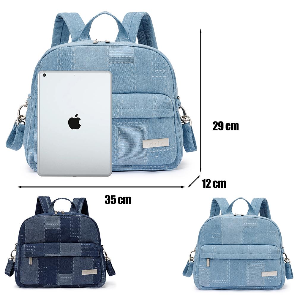 Soboba New 2024 Stylish Mommy Diaper Backpack Denim Large Capacity Multi-Funciontal Travelling Diaper Bag For Women