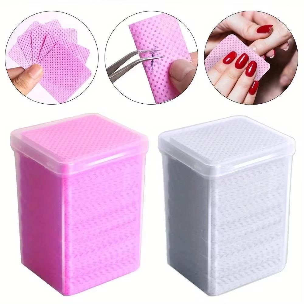 111Pcs Pink Lint-Free Nail Polish Remover Wipes UV Gel Glue Removal Cotton Pads for Manicure & Makeup Cleaning Tools