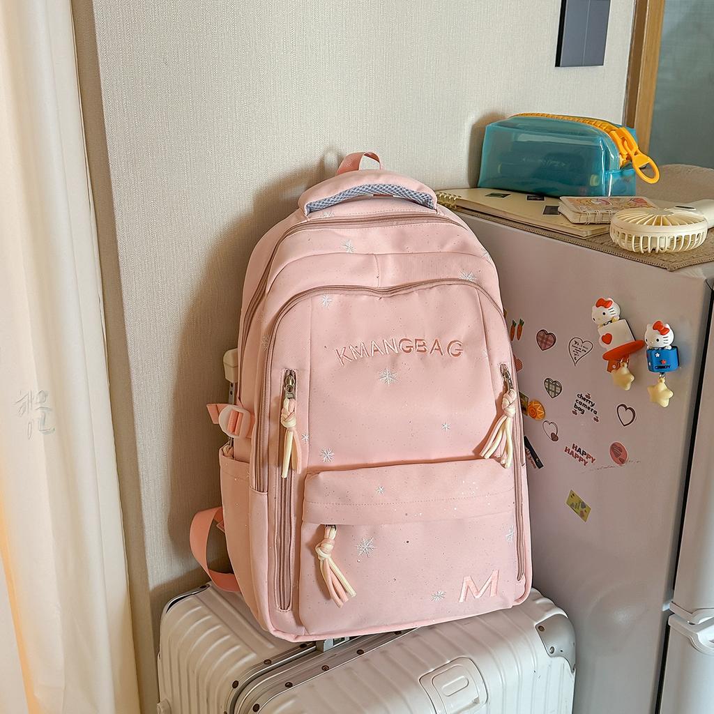 Schoolbag1011 New High-value Korean Version of Junior High School Girls Fashionable Simple Backpack Cute Sweet Large Capacity Backpack