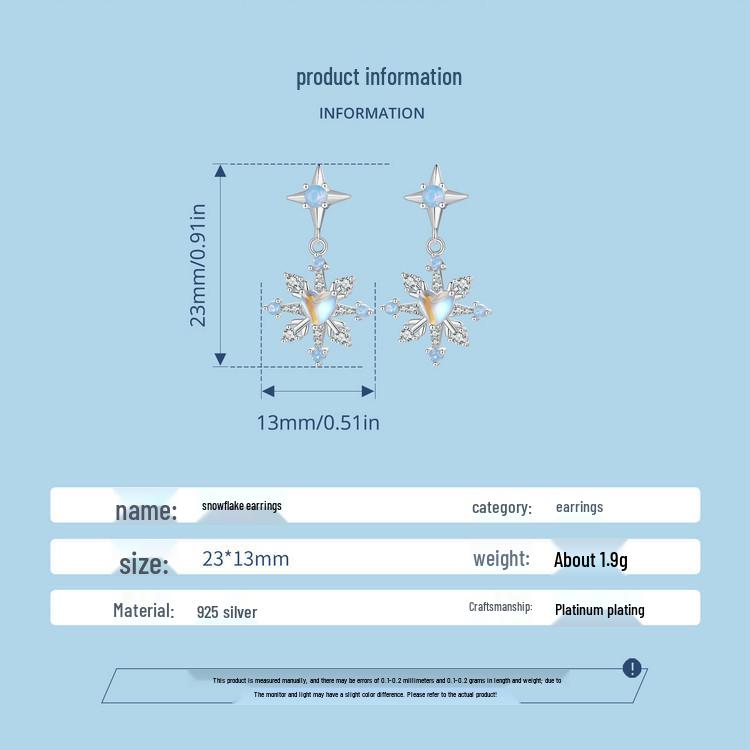 Everlee Exquisite Iridescent Snowflake Stud Earrings In S925 Sterling Silver - Holiday Jewelry for Women