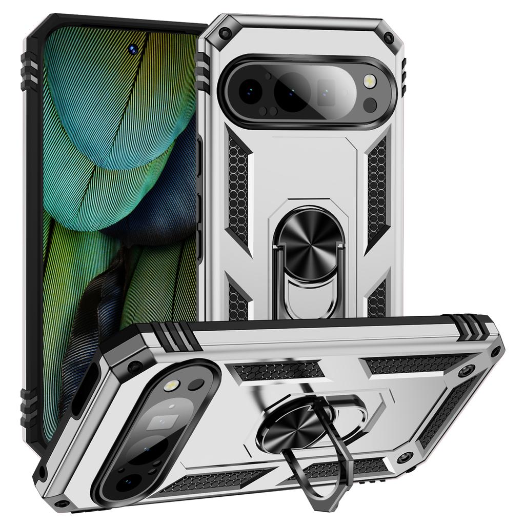 For Google Pixel 9/Pixel 9 Pro Case Scratch-Proof PC+TPU Kickstand Phone Cover