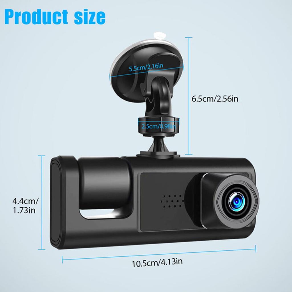Restars Dash Camera, 3 Cameras, 1080P Small Dash Camera, For Cars, 360° Full HD