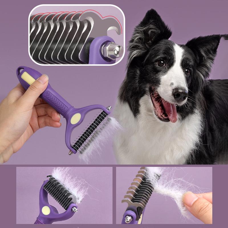 Foldable Double Sided Dog Brush Knife Knot Opening Dematting Undercoat Rake for Thick Hair Pets Hair Remover Furminator Perros