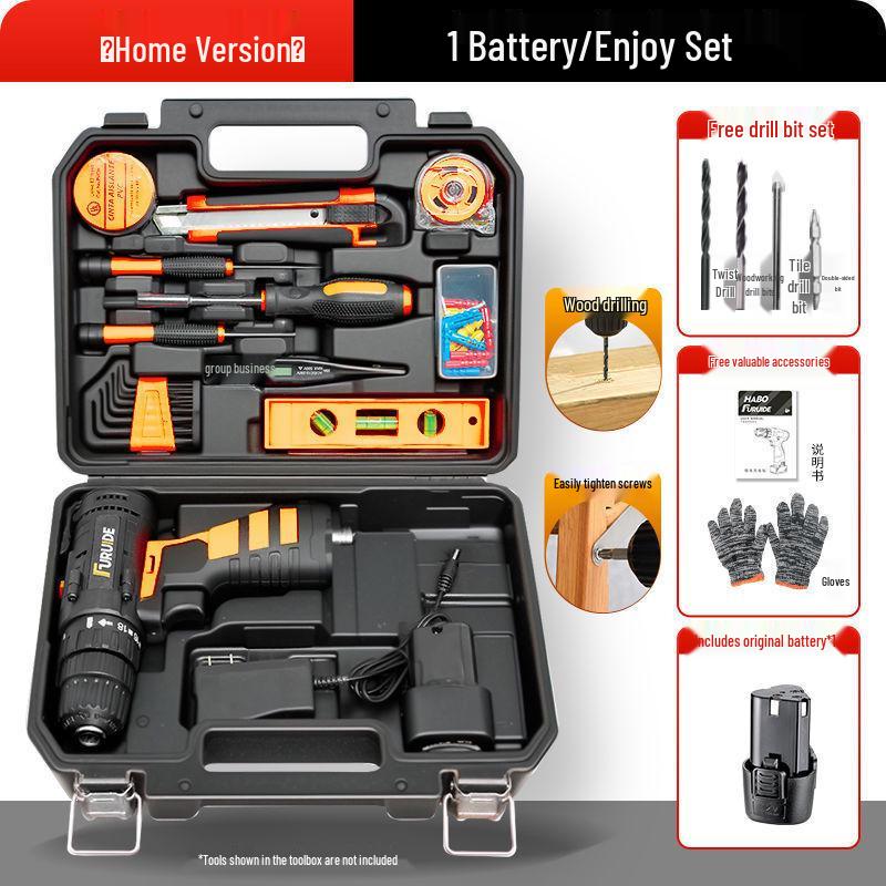 Electric Drill & Multi-Tool Set for Household and Woodworking Repairs.