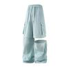 Men's Light Blue 2-in-1 Convertible Cargo Pants Detachable Wide Leg Shorts with Pockets