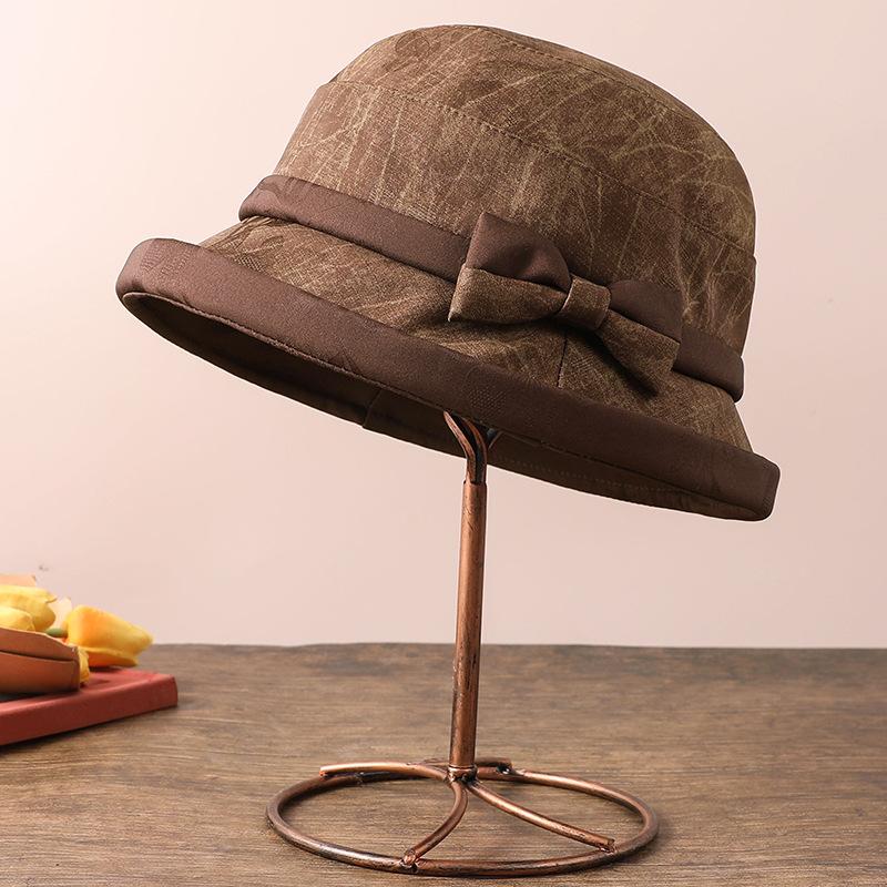 Autumn and Winter Old Man Hat Female Mother World Versatile Bucket Hat Winter Warm Old Man Hat Elegant Basin