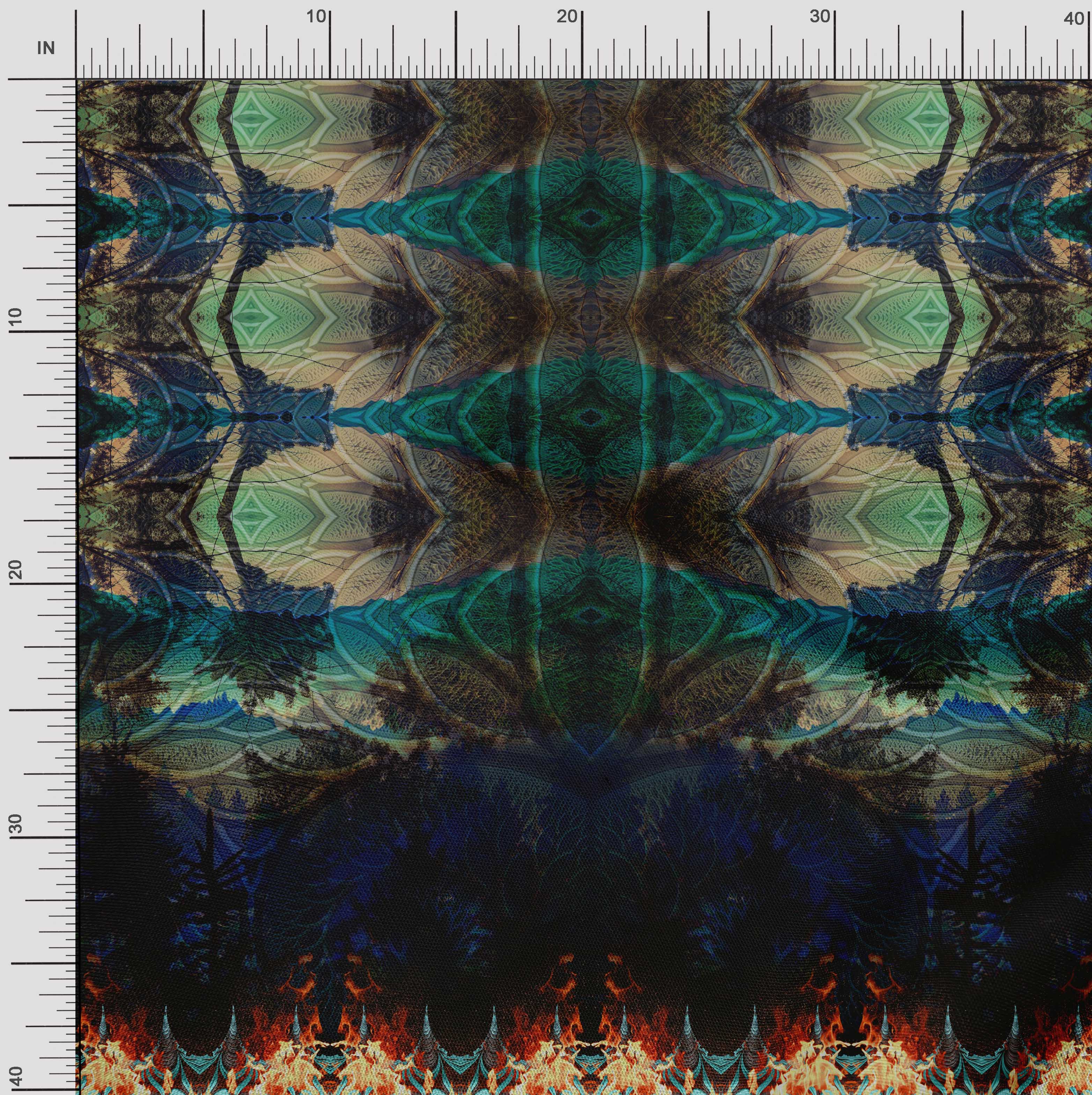 

Тканина Soimoi Japan Crepe Satin Artistic Waves Panel Print Тканина на метр 42 дюйма 42 Inch Wide - Poly Crepe зелений