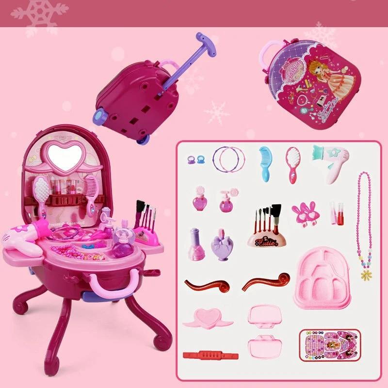 Play House Set Children s Dressing Table Toys For Girls From 6 to 10 Years Makeup Set For Girl Children s Toy Birthday Gift розовый