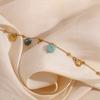 Rz Turquoise Jewelry Fashion Chain & Link Ankle Gemstone Shell Charm Women's 18K Gold Plated Stainless Steel Party