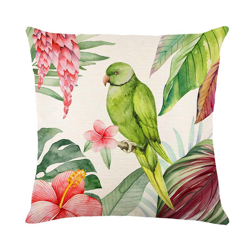 Flower and Bird Series Pillow Cover Spring Plant Flower Print Sofa Cushion Cover Living Room Bedroom Cushion