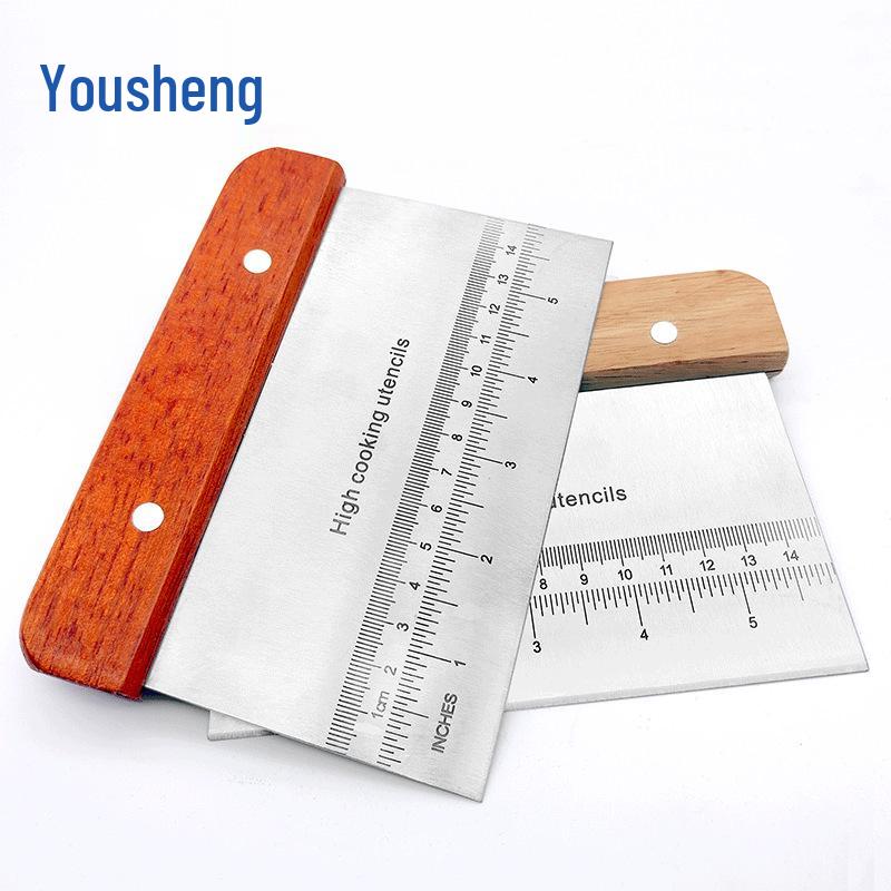 Beech Wood Handle Stainless Steel Beveled Dough and Nougat Cutter Baking Tool