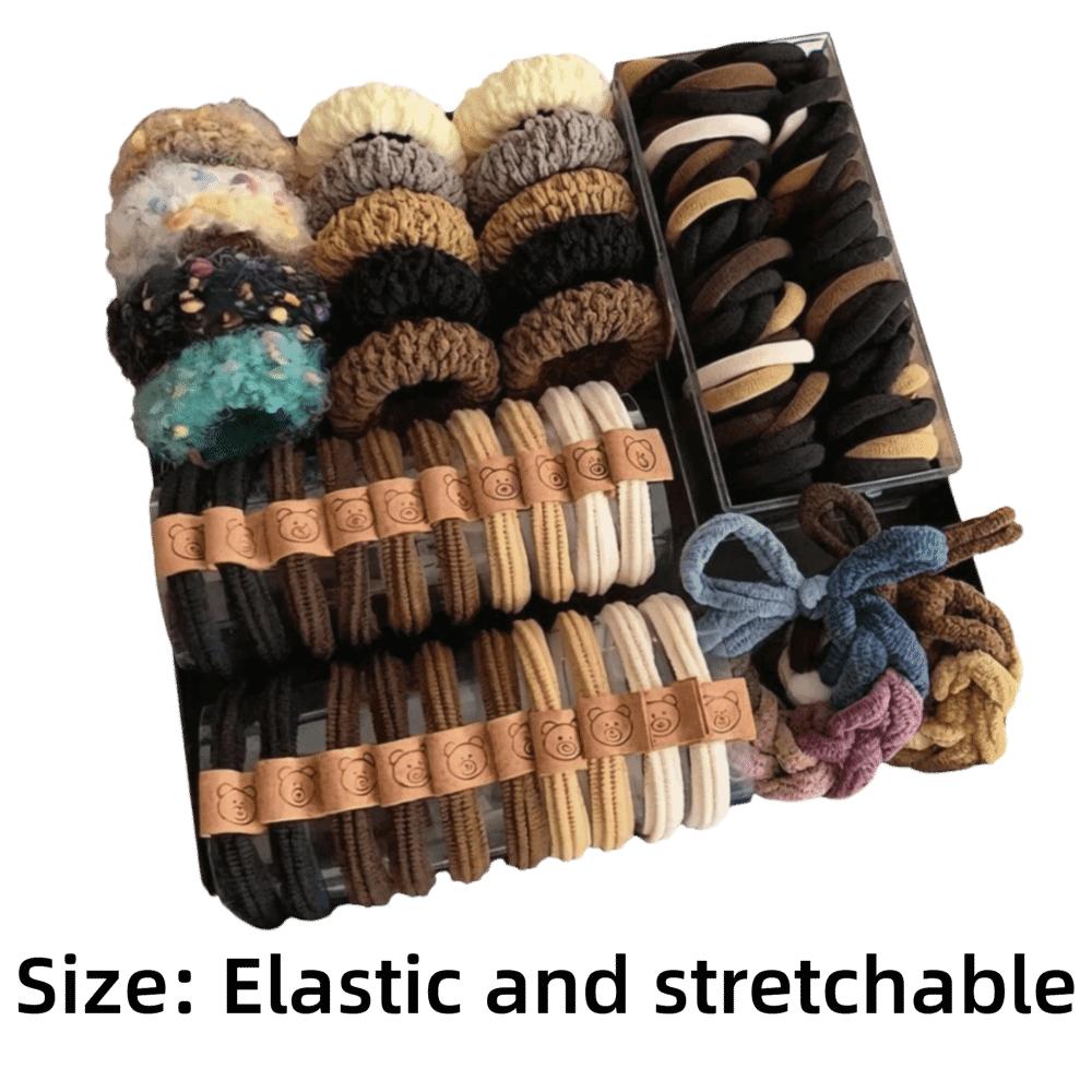 136Pcs High Elastic Fabric Hair Scrunchies Sweet Ponytail Holders for Women Girls