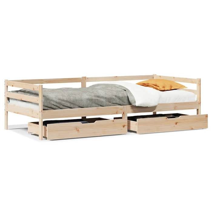 VidaXL Daybed with Drawers Without Mattress 90x200 Cm Solid Wood 3302047