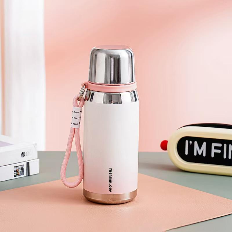 High-looking Steel Thermos Cup with Big Cap New Style Fashionable Gradient Color Portable for Boys and Girls Durable