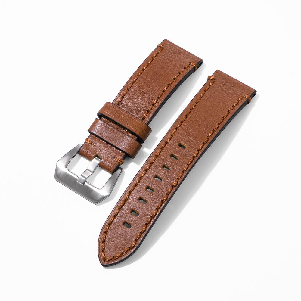 Genuine Leather Watch Band Bracelet 20mm 22mm 24mm Cowhide Vintage Watchband Deployment Clasp For Samsung Galaxy Watch 3/4 Strap