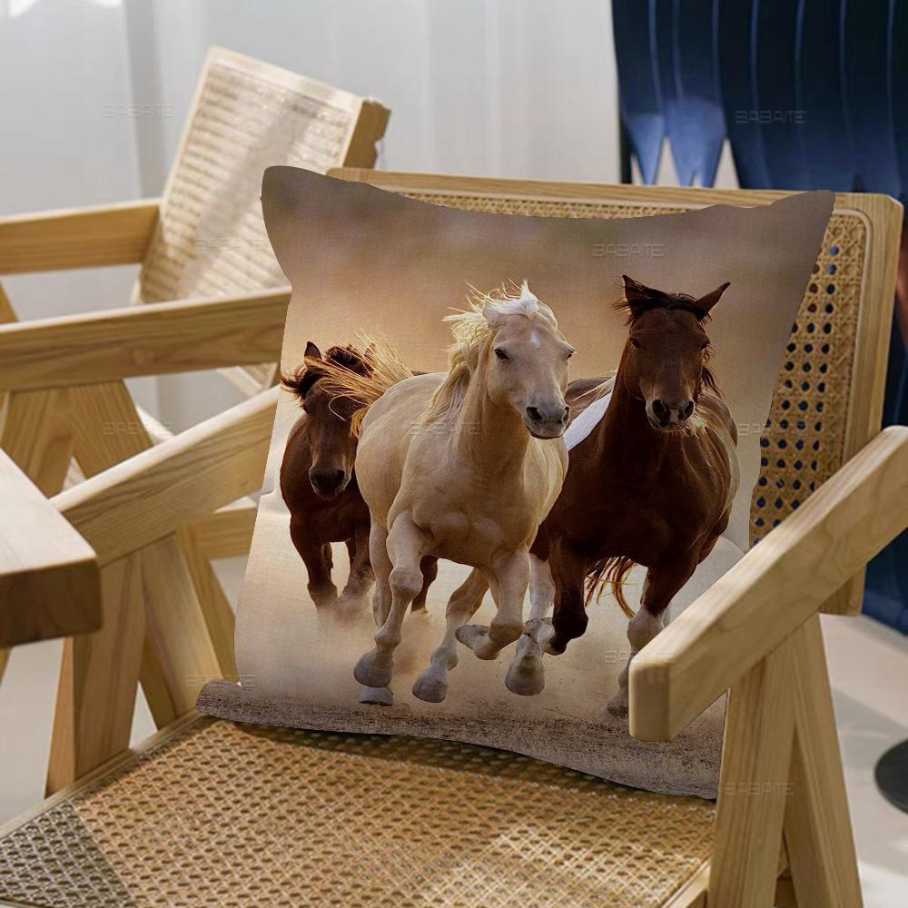 Beautiful Horse Personalized Picture Text Home Decorative Pillows Household Gifts 45x45cm