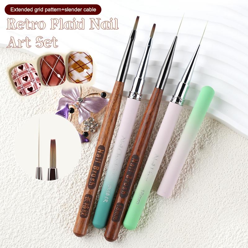 1Pcs French Plaid Nail Art Brushes Line Grid Pattern Drawing Pen For Diy Uv Gel Extension Painting Supplies