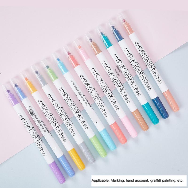 6 Bucăți/Kit Kit Pixuri Highlighter cu Puncte Culoare Deschisă Vârf Dublu Marker Puncte Fine pentru Desen Pictură Materiale Școlare de Birou