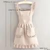 2026 1Pcs Cute Korean Style Apron Female Nail Shop Kitchen Coffee Overalls Home Cooking Cleaning Sleeveless Apron