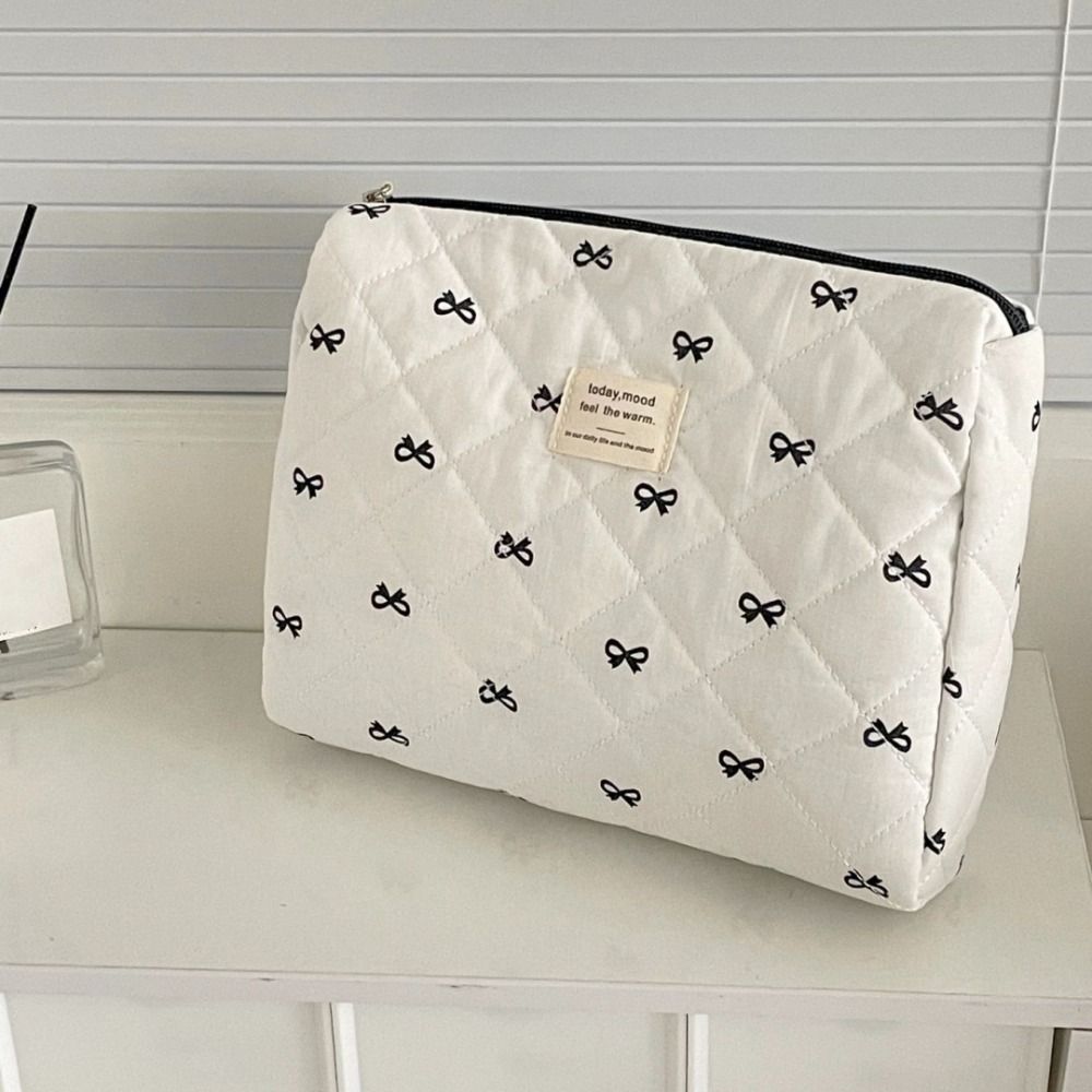 Fashion Blue Bow Women Cosmetic Bag Large Capacity 3 Type Storage Handbag Zipper Travel Pouch Wash Bags Gifts