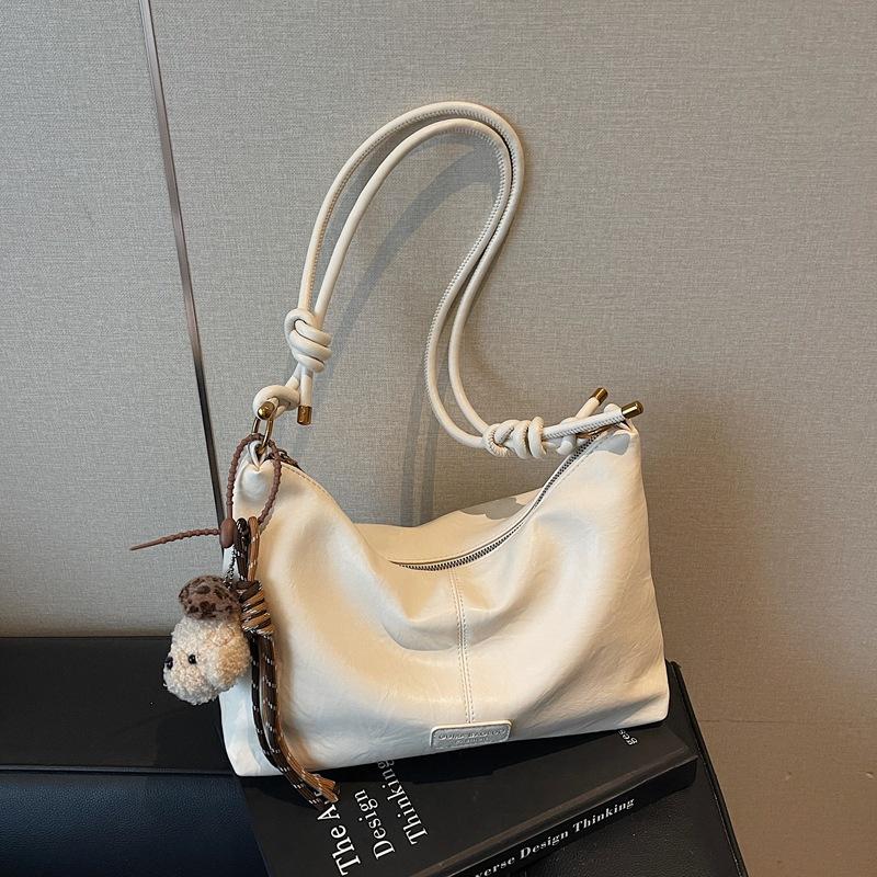 

2025 winter new retro underarm bag women s large-capacity commuter tote bag foreign versatile shoulder messenger bag [Send pendant] білий