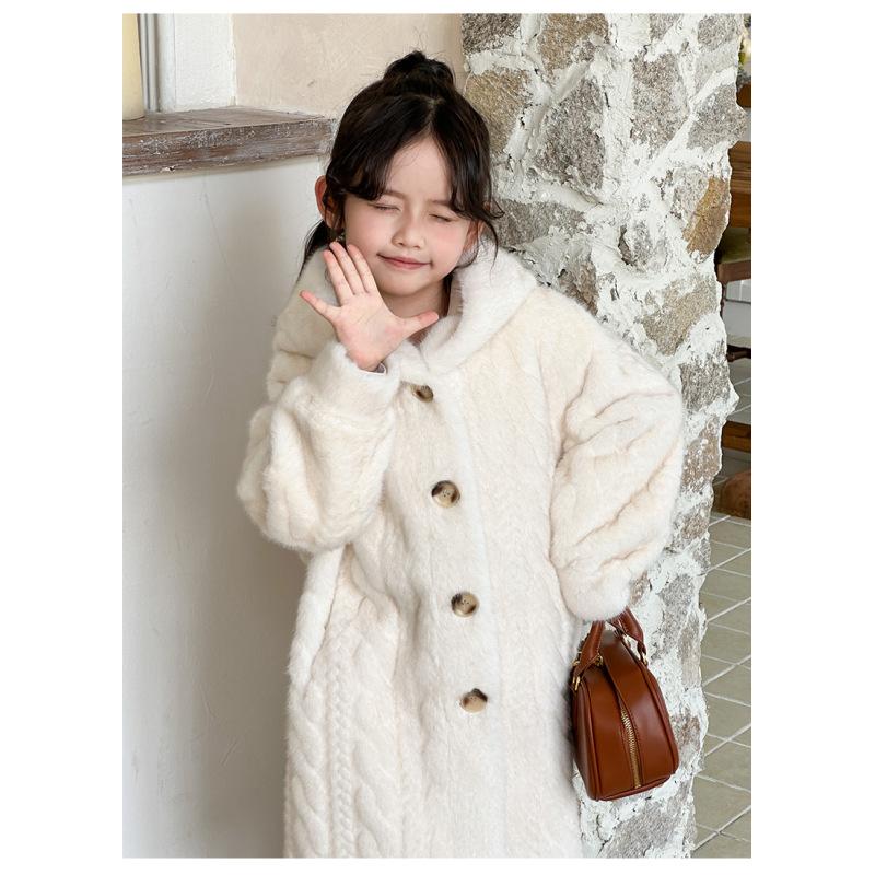 Dívčí kožich Dětský zahuštěný norkový sametový ekologický kožich Dětský zimní kabát
